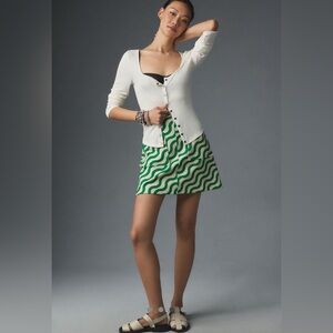 Maeve by Anthropologie Marisela Skirt Green and Ivory S NWOT